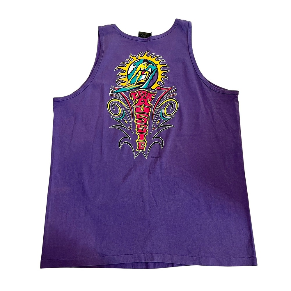 Vintage Surf Odyssey Tank Top Purple True Aussie Graphic Made In USA 90s Size XL